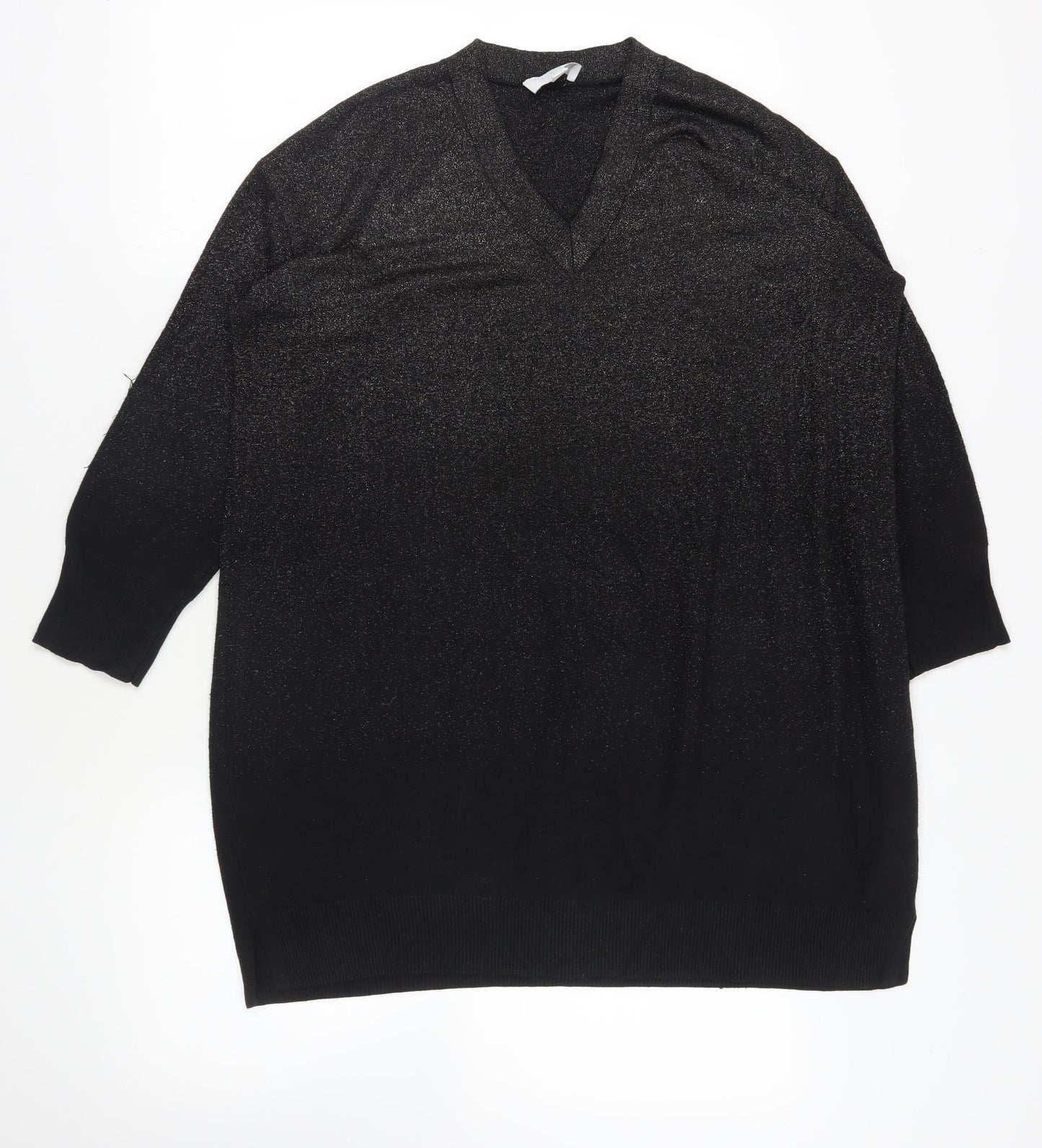 White Label Black V-Neck Pullover Jumper - Size L