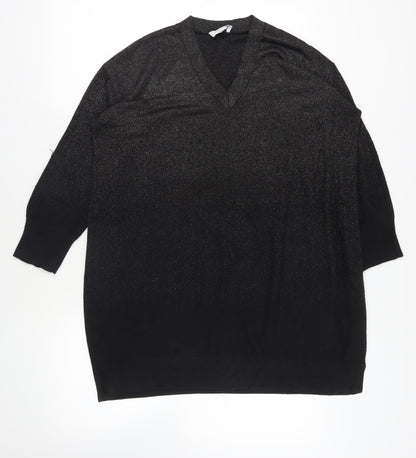 Additional front view of The White Company Black V-Neck jumper -, size L