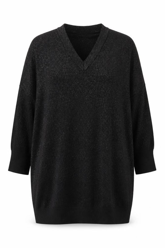 The White Company Black V-Neck Pullover Jumper - Size L