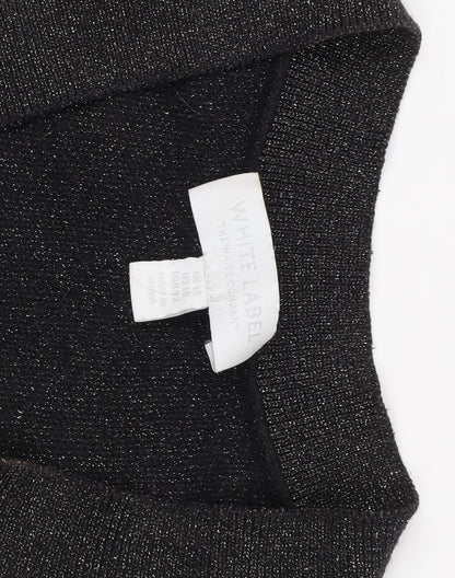 Close-up detail of The White Company Black V-Neck jumper -, size L