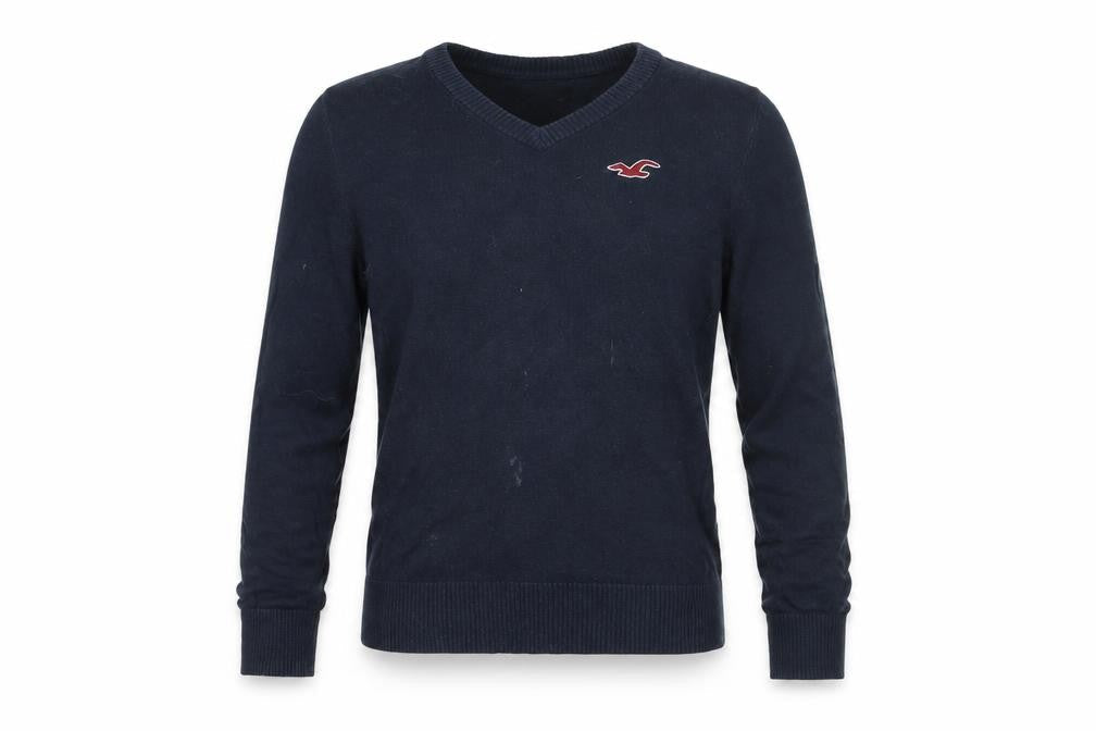Hollister Blue V-Neck Pullover Jumper S
