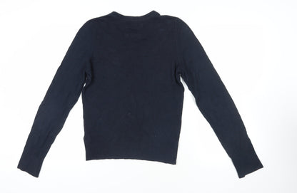 Back view of Hollister Blue V-Neck jumper S