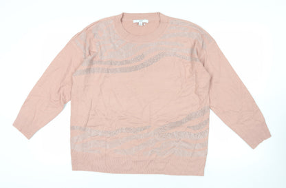 Additional front view of Next Pink Acrylic Beaded jumper, size L