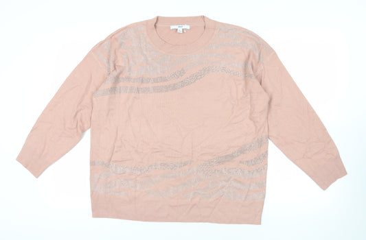 Next Pink Acrylic Beaded Pullover Jumper Size L