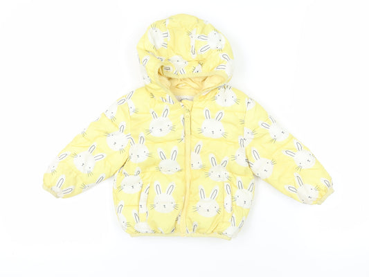 Marks and Spencer Yellow Bunny Baby Puffer Jacket