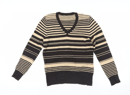 Additional front view of Debenhams Beige & Black Striped jumper, size 12