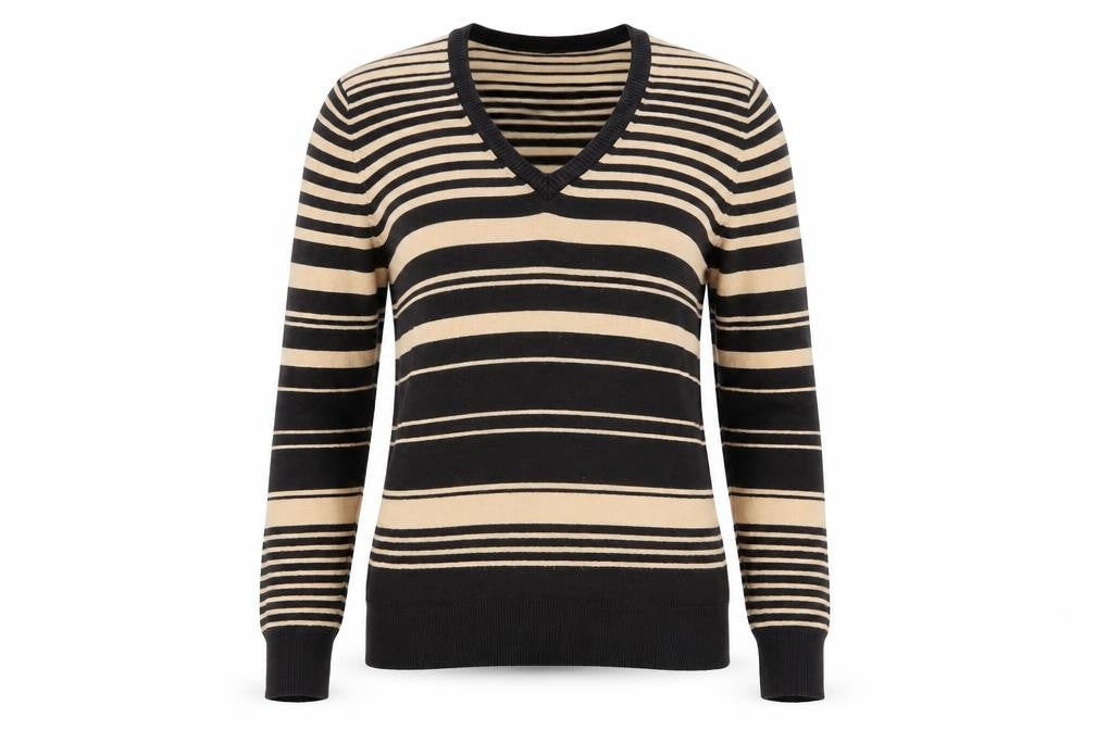 Debenhams Beige & Black Striped Pullover Jumper, Size 12