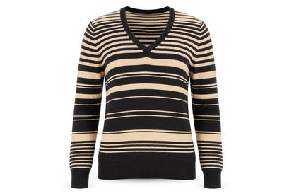 Front view of Debenhams Beige & Black Striped jumper, size 12