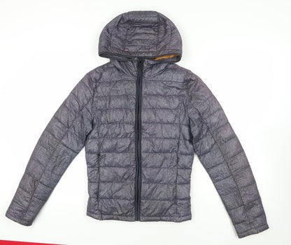 Additional front view of Zara Grey Puffer Jacket -, size S, Hooded & Lightweight