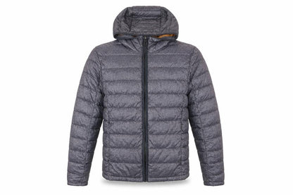Front view of Zara Grey Puffer Jacket -, size S, Hooded & Lightweight