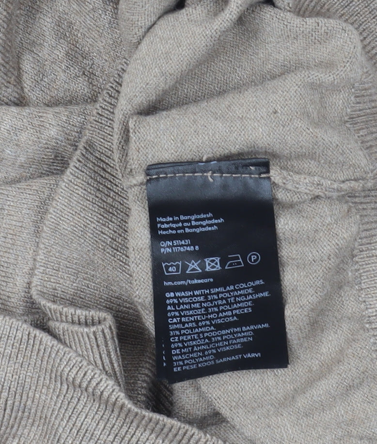 H&M Beige Roll Neck Jumper, Size 12, Excellent
