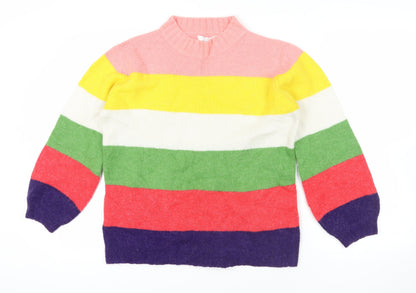 Additional front view of Next Multicoloured Striped Mock Neck Jumper M