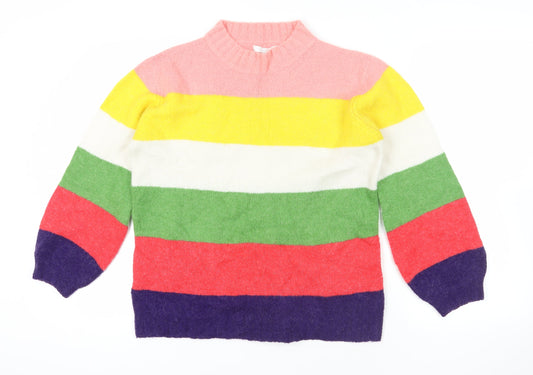 Next Multicoloured Striped Mock Neck Jumper M