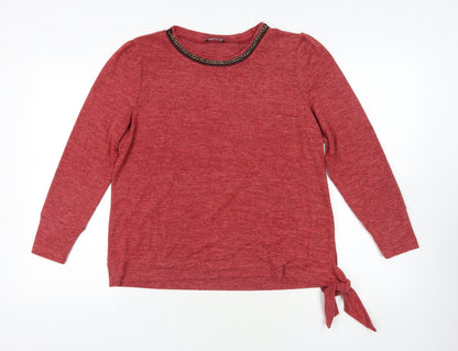 Additional front view of Klass Red jumper L with Chain Accent