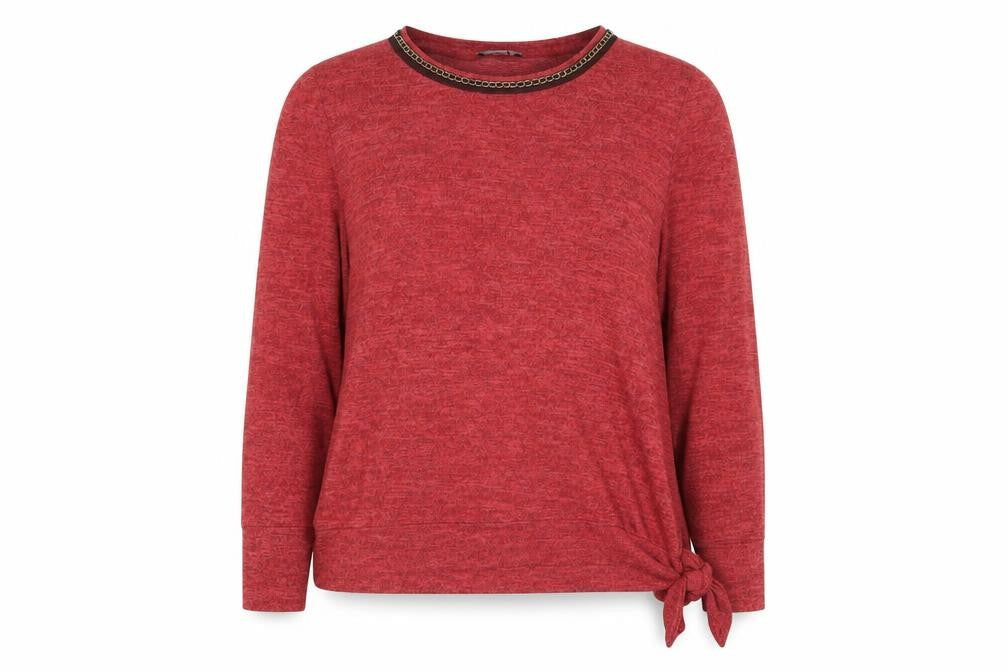 Klass Red Pullover Jumper L with Chain Accent