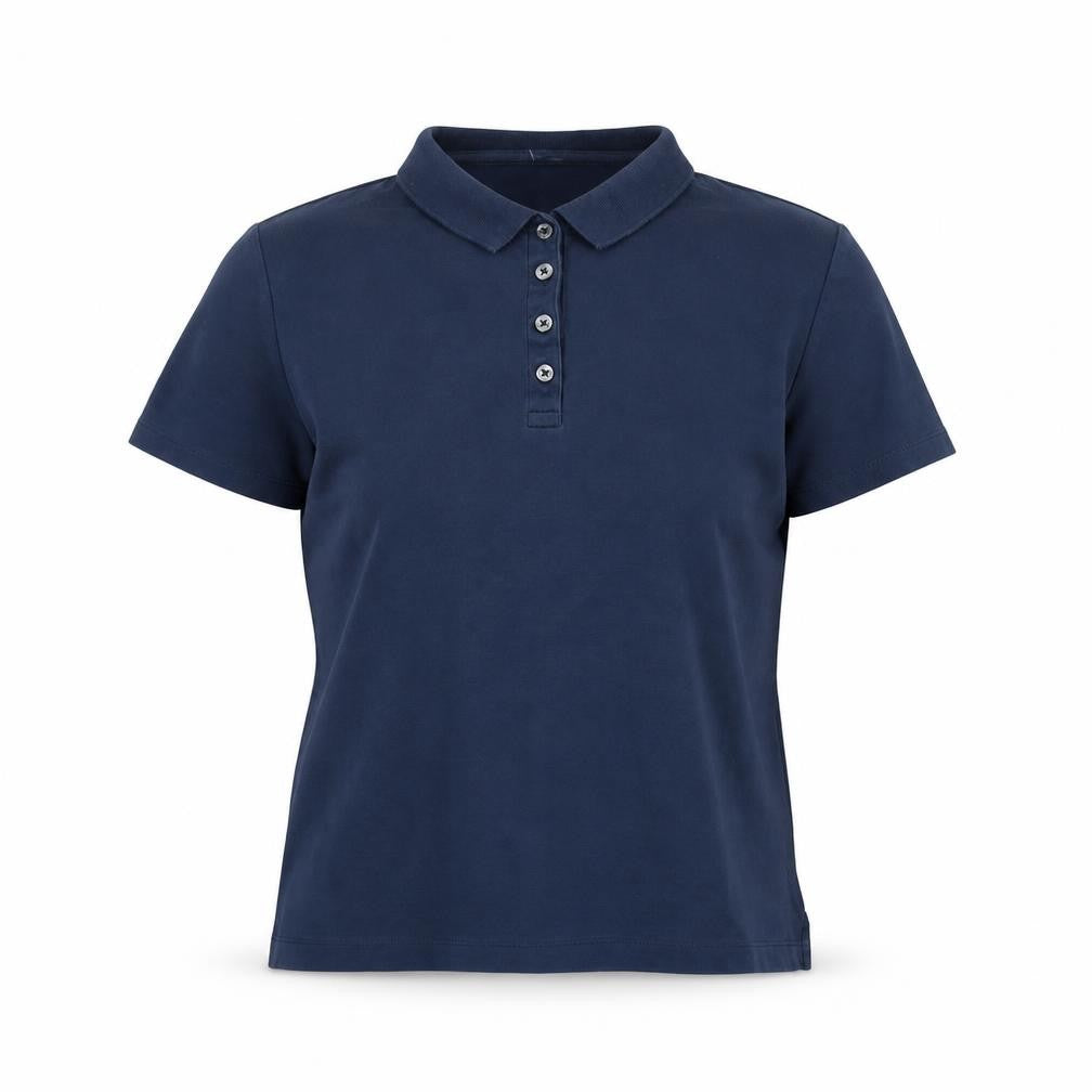 Lands' End Womens Blue Cotton Basic Polo Size S Collared - Logo
