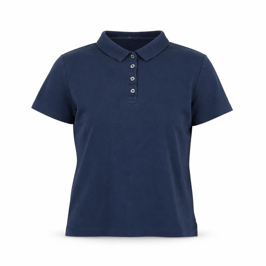 Lands' End Womens Blue Cotton Basic Polo Size S Collared - Logo