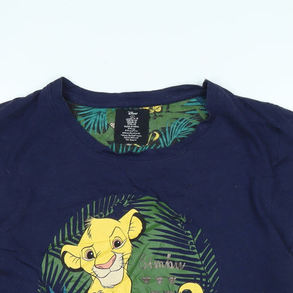 Preloved Disney Womens Blue Cotton Blend Basic T-Shirt Size M Scoop Neck - Lion King Simba - Detail
