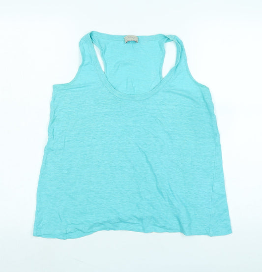 Wrap London Womens Blue Cotton Basic Tank Size 14 Scoop Neck - Logo