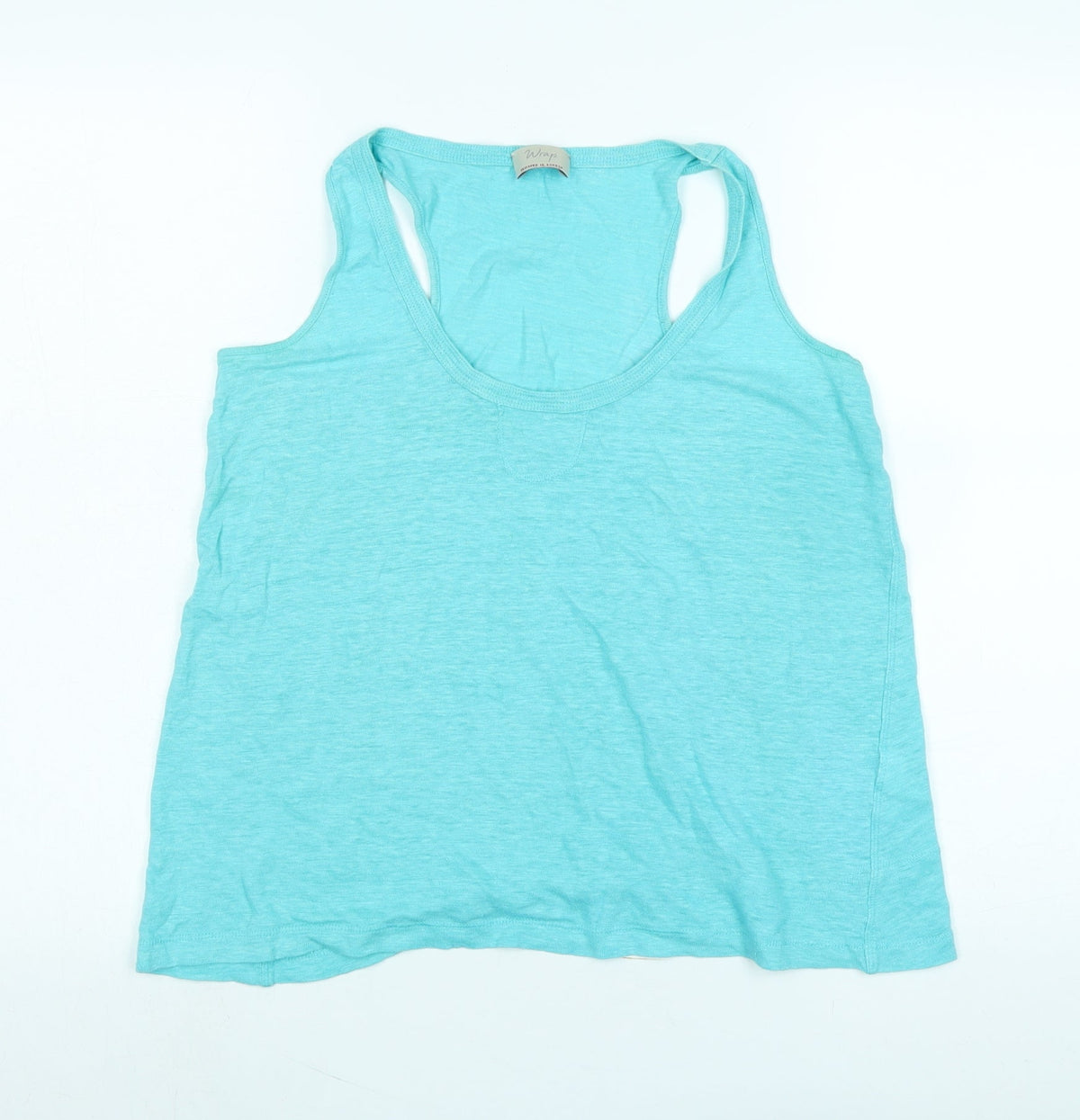 Wrap London Womens Blue Cotton Basic Tank Size 14 Scoop Neck - Logo