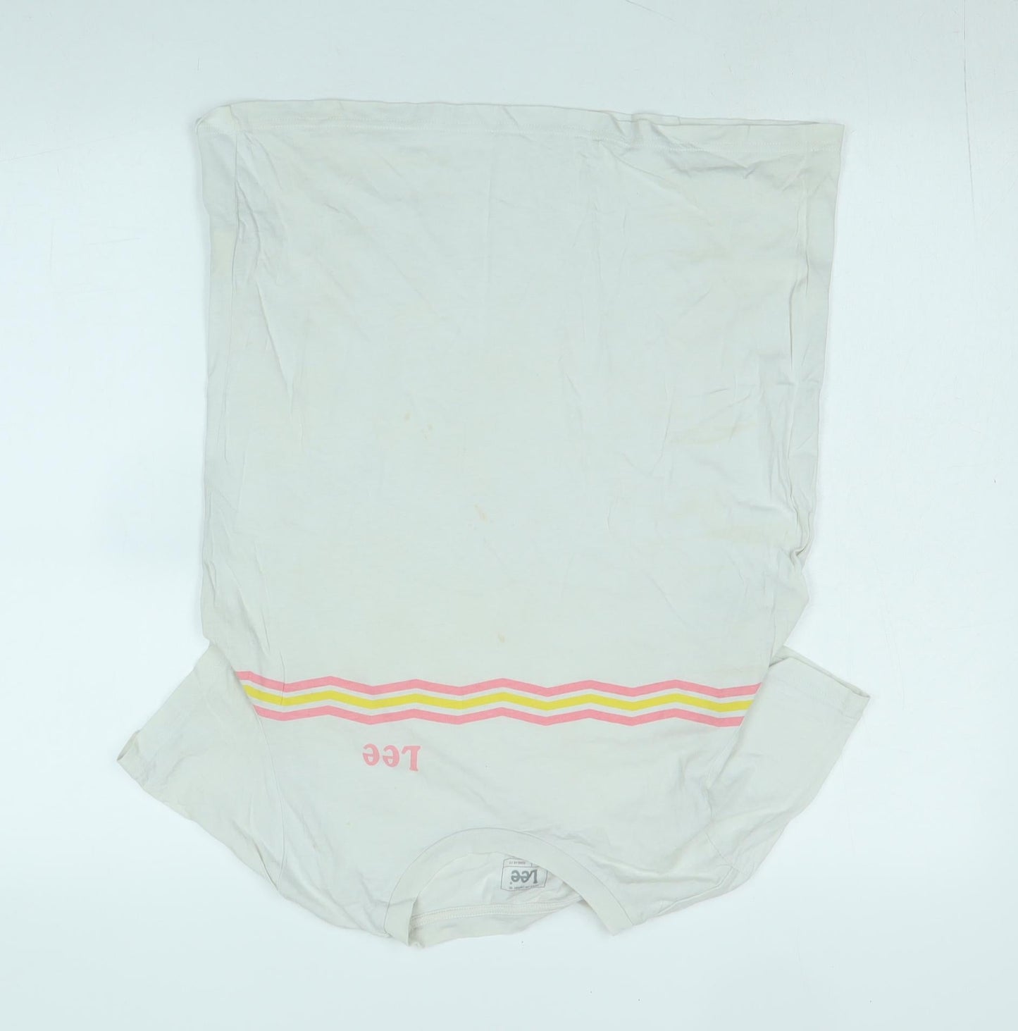 Lee Womens White Cotton Basic T-Shirt Size M Crew Neck - Logo