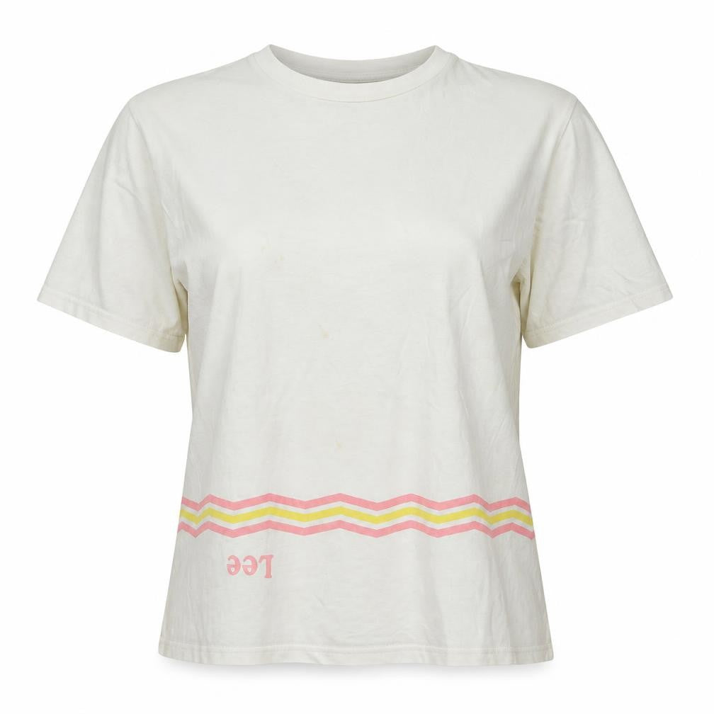 Lee Womens White Cotton Basic T-Shirt Size M Crew Neck - Logo