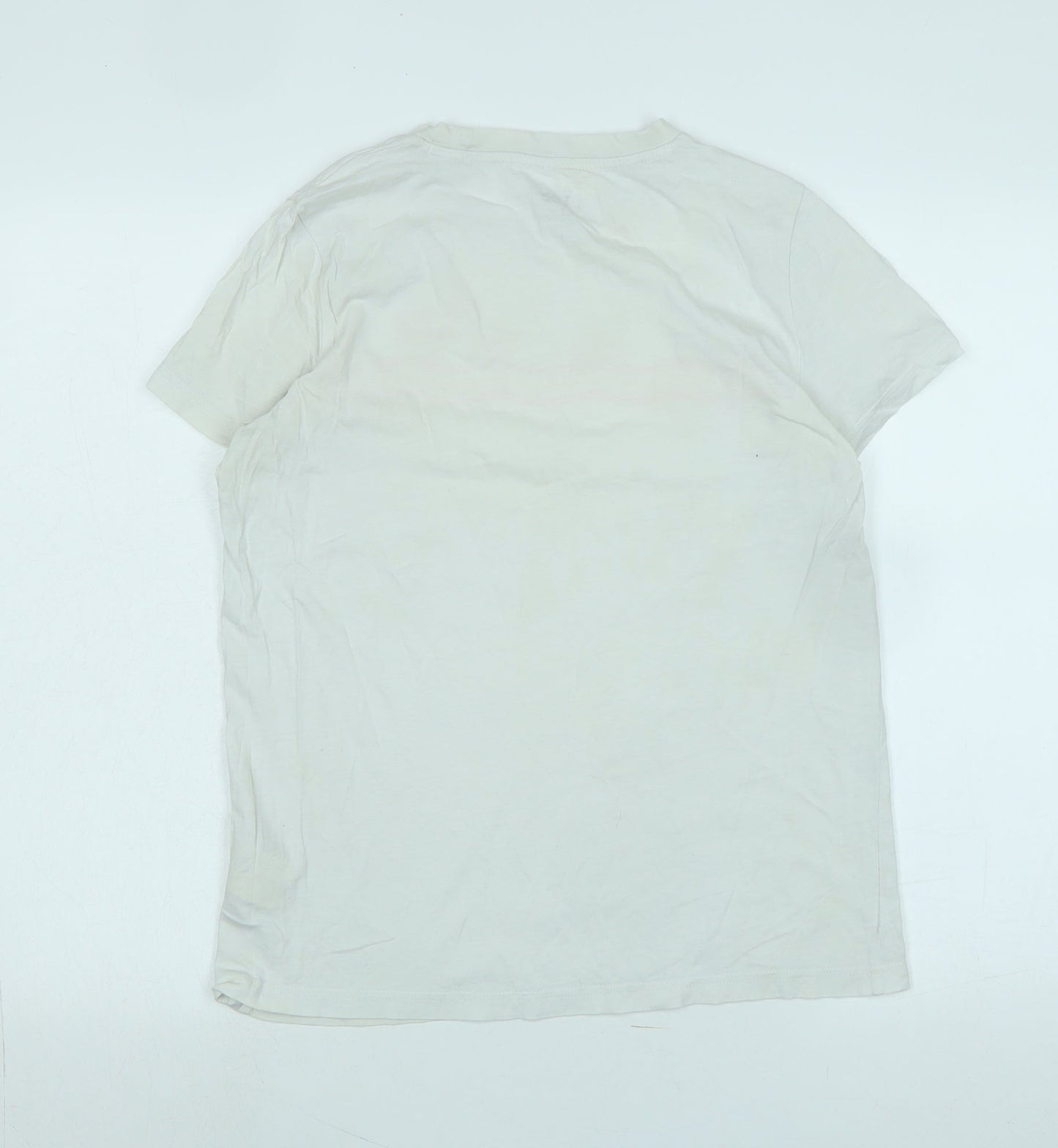 Lee Womens White Cotton Basic T-Shirt Size M Crew Neck - Logo