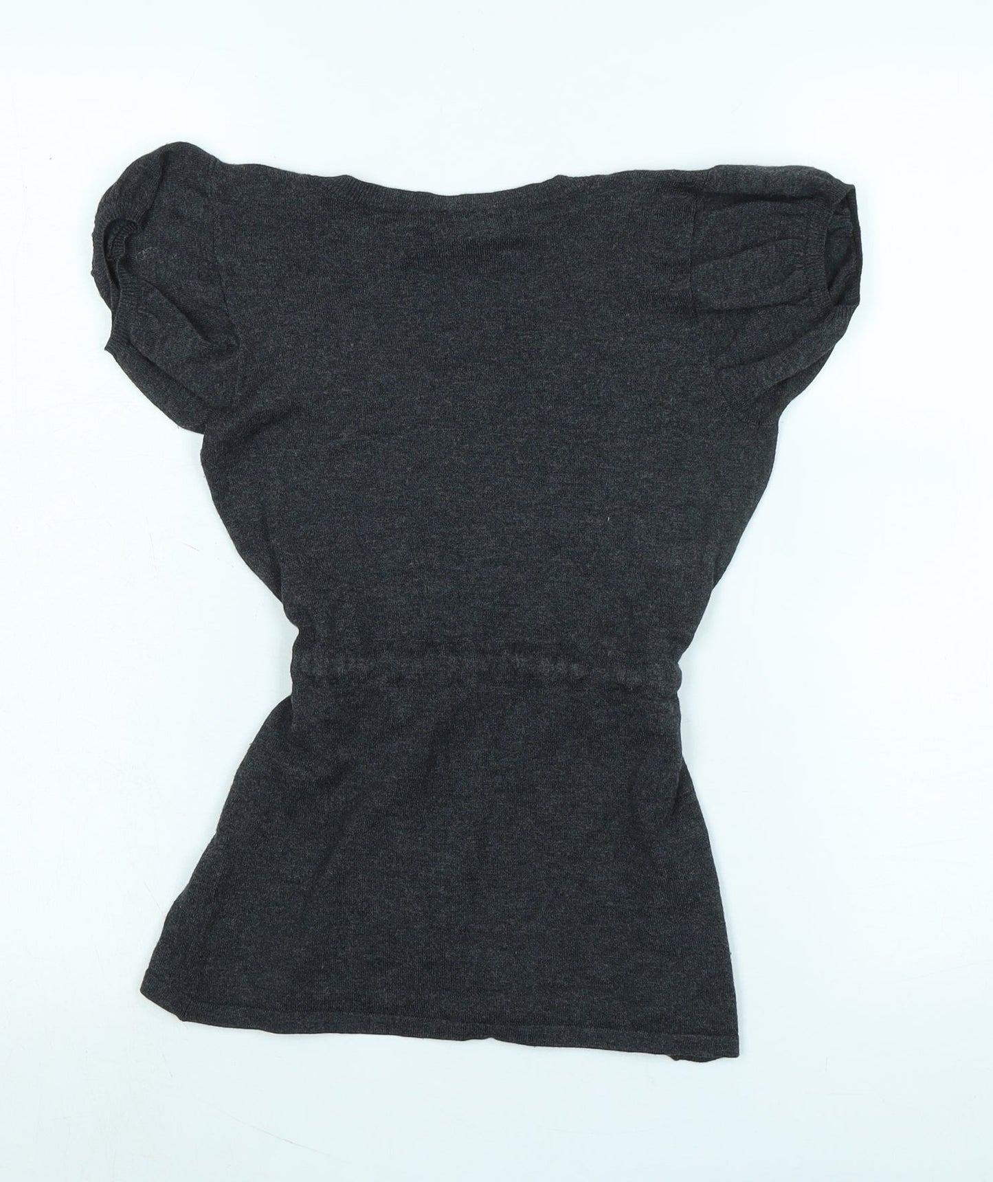 Mango Womens Grey Scoop Neck Viscose Pullover Jumper Size S - Logo