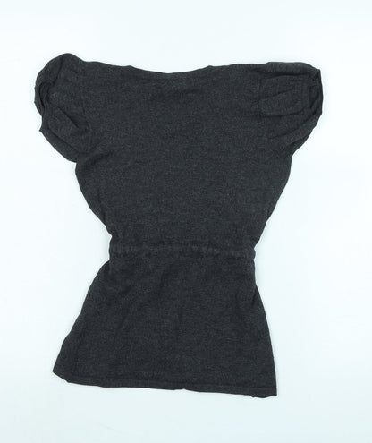 Mango Womens Grey Scoop Neck Viscose Pullover Jumper Size S - Logo