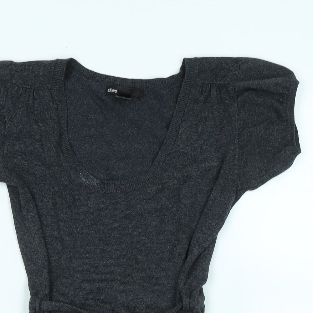Mango Womens Grey Scoop Neck Viscose Pullover Jumper Size S - Logo