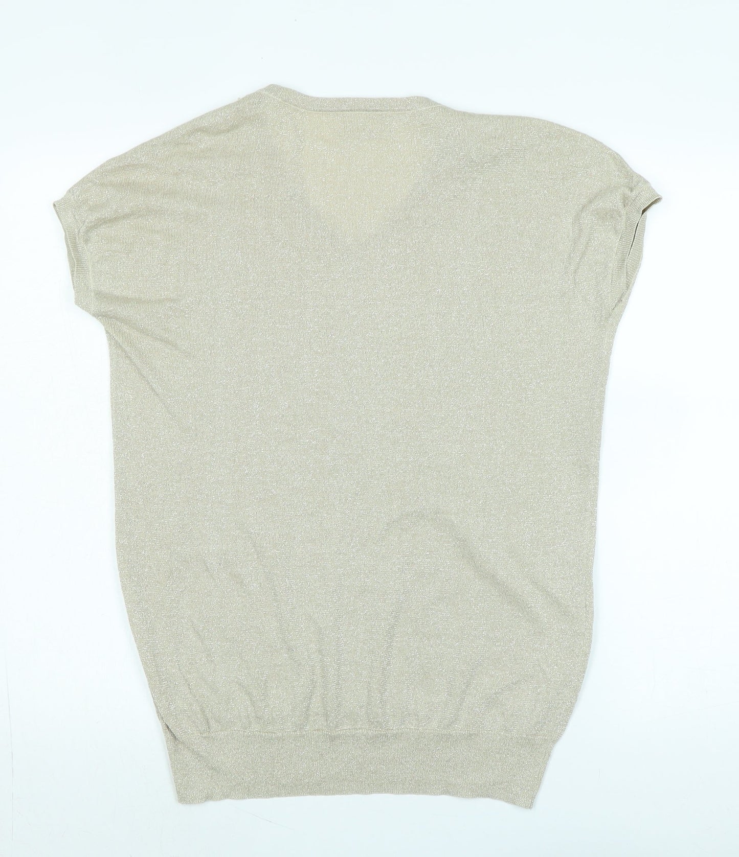 Wallis Womens Gold Viscose Basic Tank Size M V-Neck - Faux gemstones to front