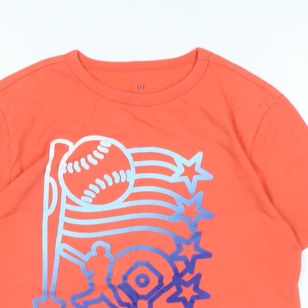 Gap Boys Orange Cotton Basic T-Shirt Size XL Crew Neck - Logo