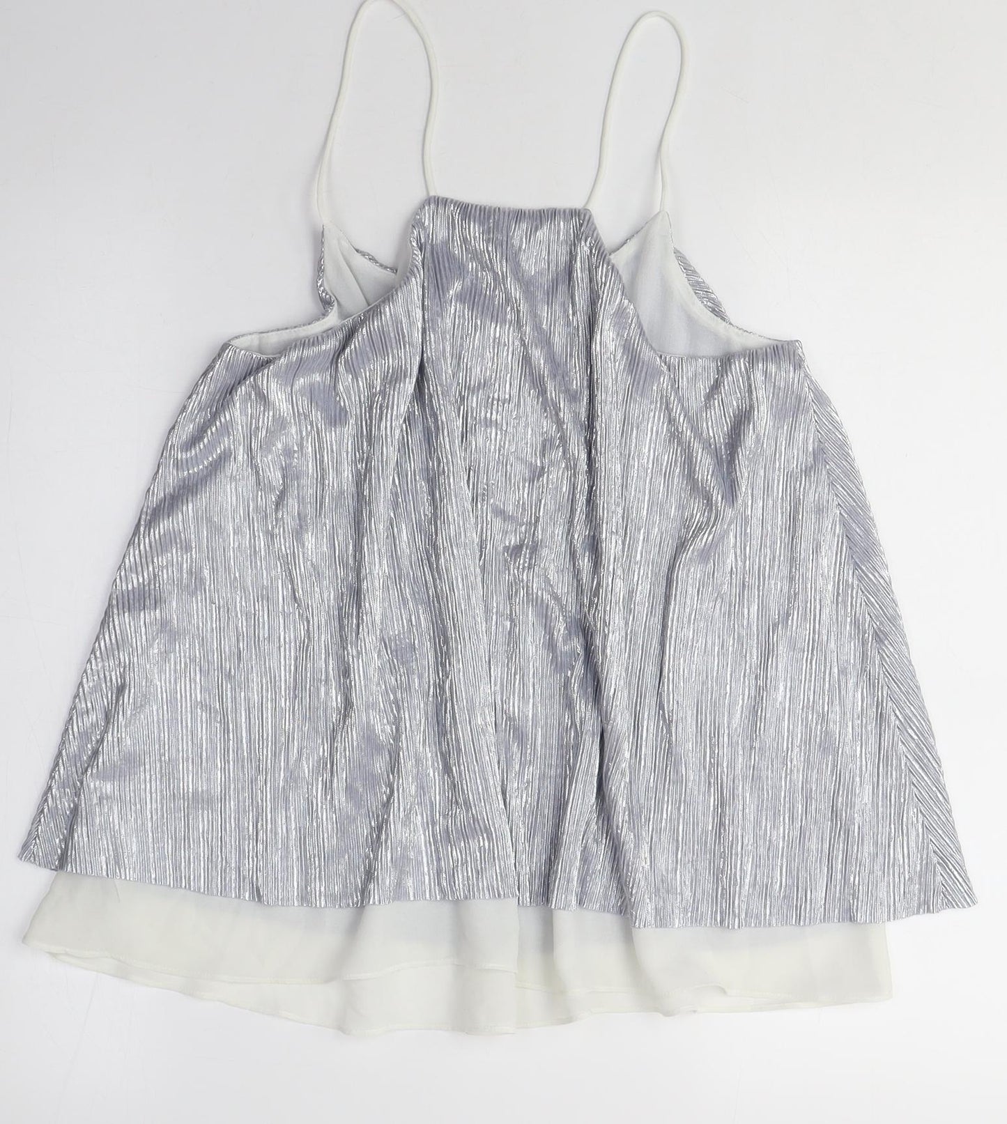 NEXT Womens Silver Polyester Camisole Blouse Size 12 V-Neck - Shiny