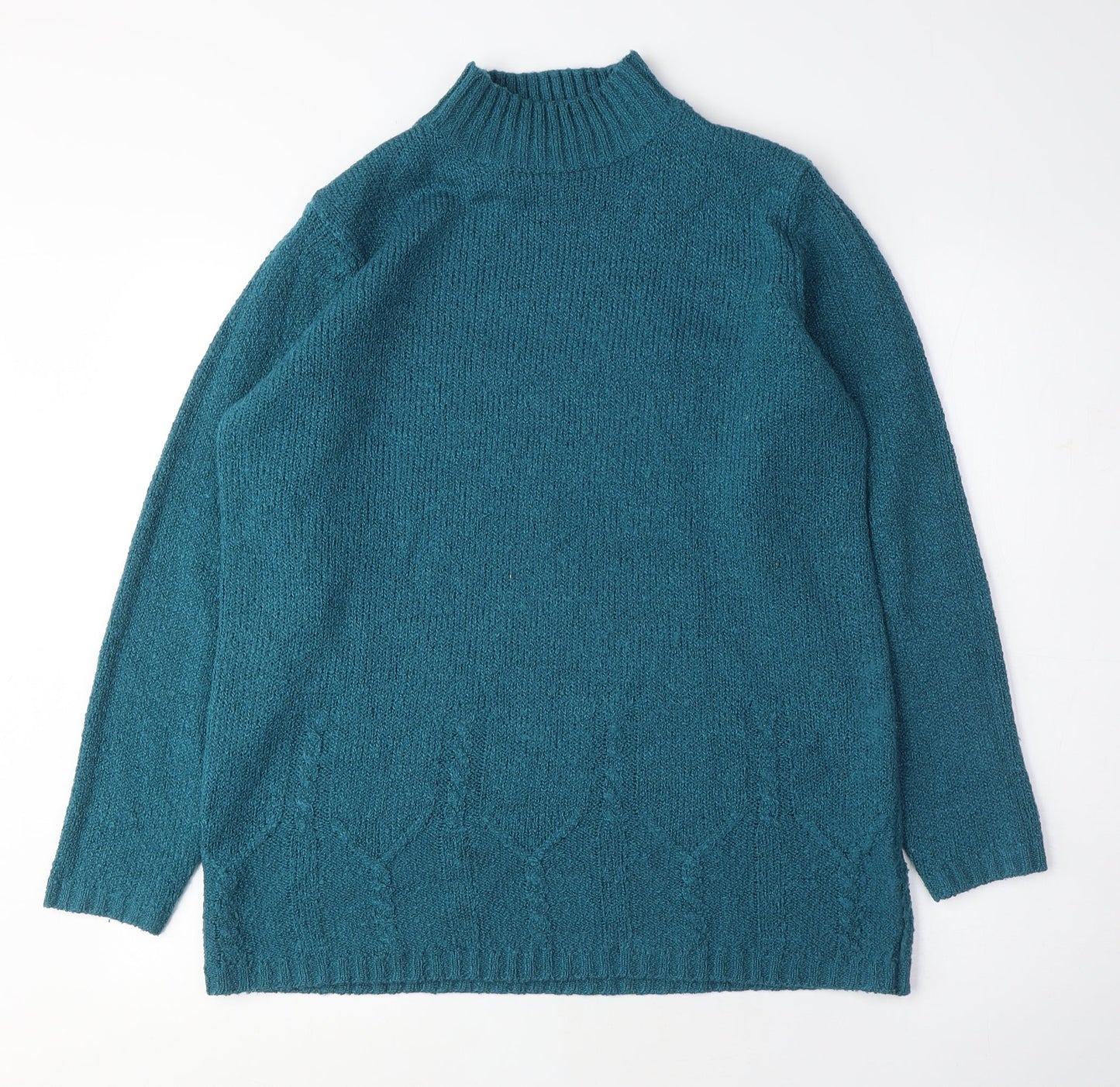 Bonmarché Womens Blue Mock Neck Acrylic Pullover Jumper Size M