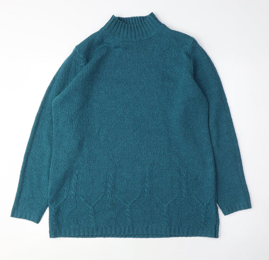 Bonmarché Womens Blue Mock Neck Acrylic Pullover Jumper Size M