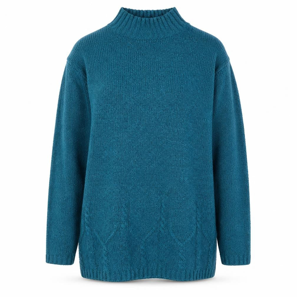 Bonmarché Womens Blue Mock Neck Acrylic Pullover Jumper Size M