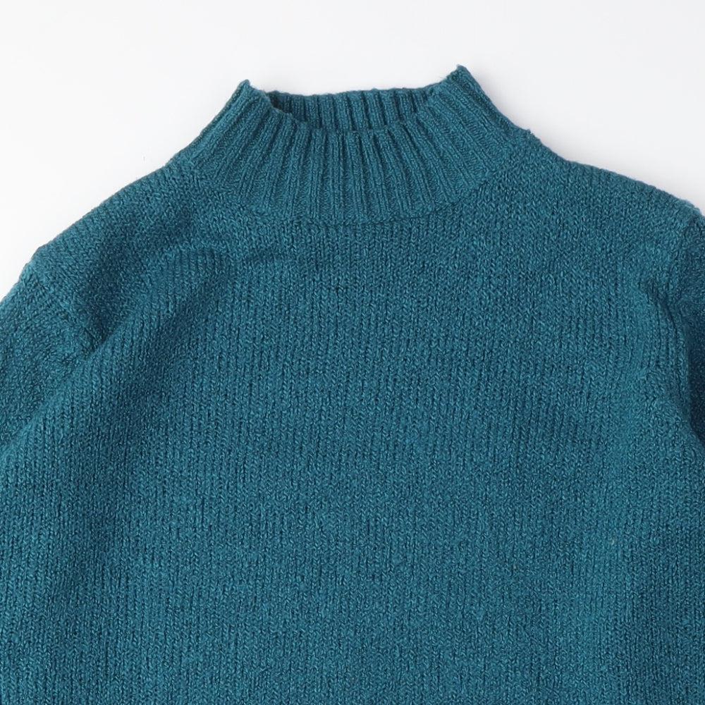 Bonmarché Womens Blue Mock Neck Acrylic Pullover Jumper Size M