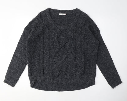Derek Heart Womens Grey Crew Neck Acrylic Pullover Jumper Size S