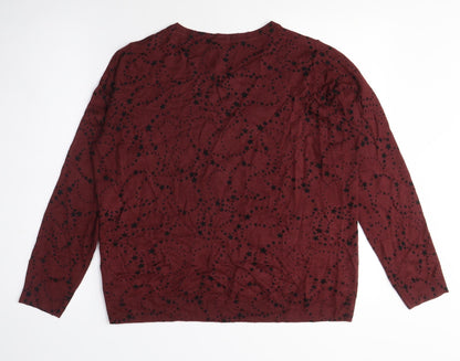 M&Co Womens Red Crew Neck Geometric Acrylic Pullover Jumper Size 14 - Stars