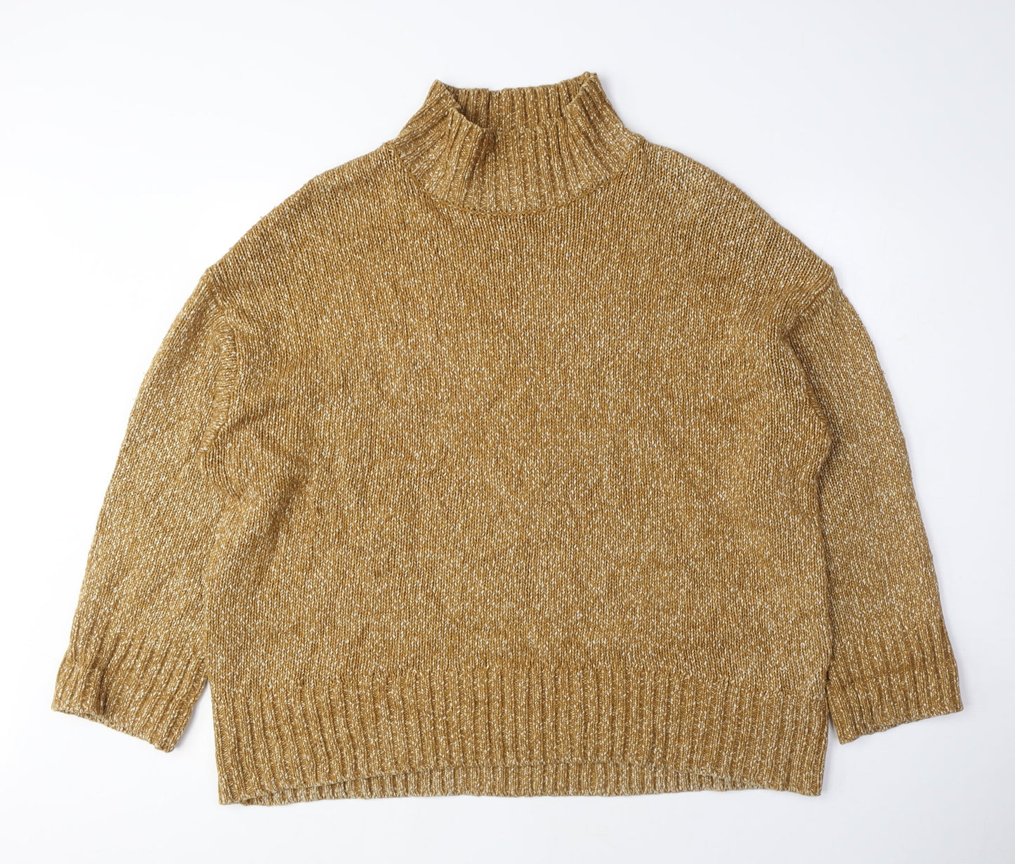 H&M Womens Beige Mock Neck Cotton Pullover Jumper Size S