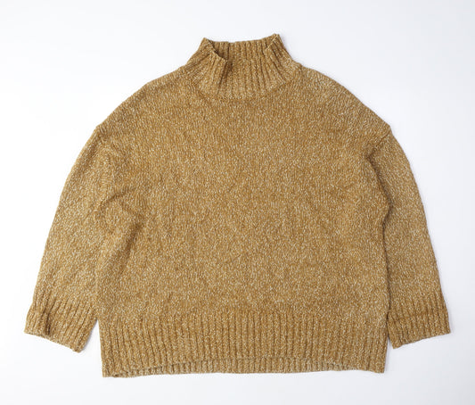 H&M Womens Beige Mock Neck Cotton Pullover Jumper Size S