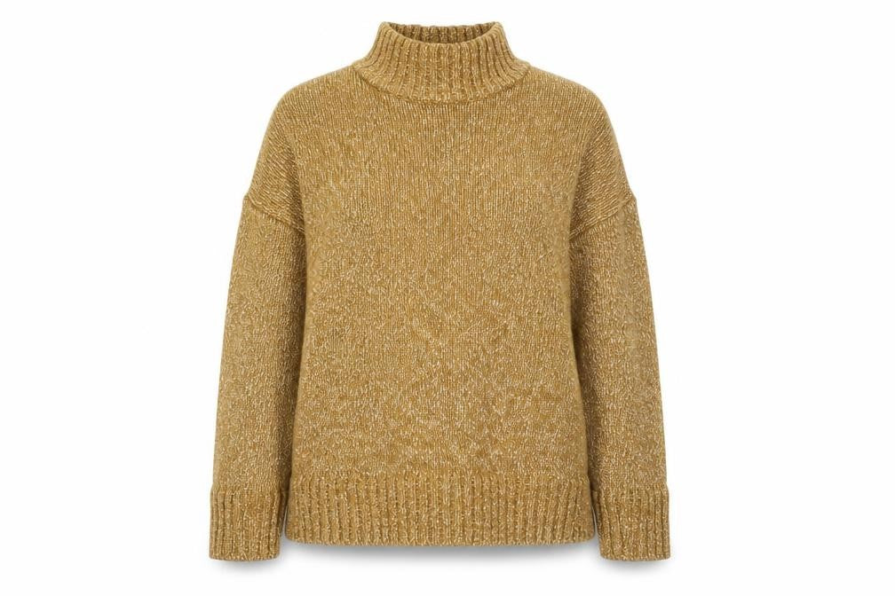 H&M Womens Beige Mock Neck Cotton Pullover Jumper Size S