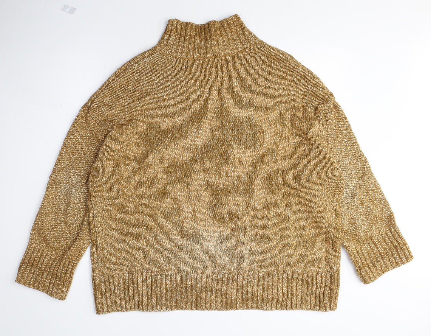 H&M Womens Beige Mock Neck Cotton Pullover Jumper Size S