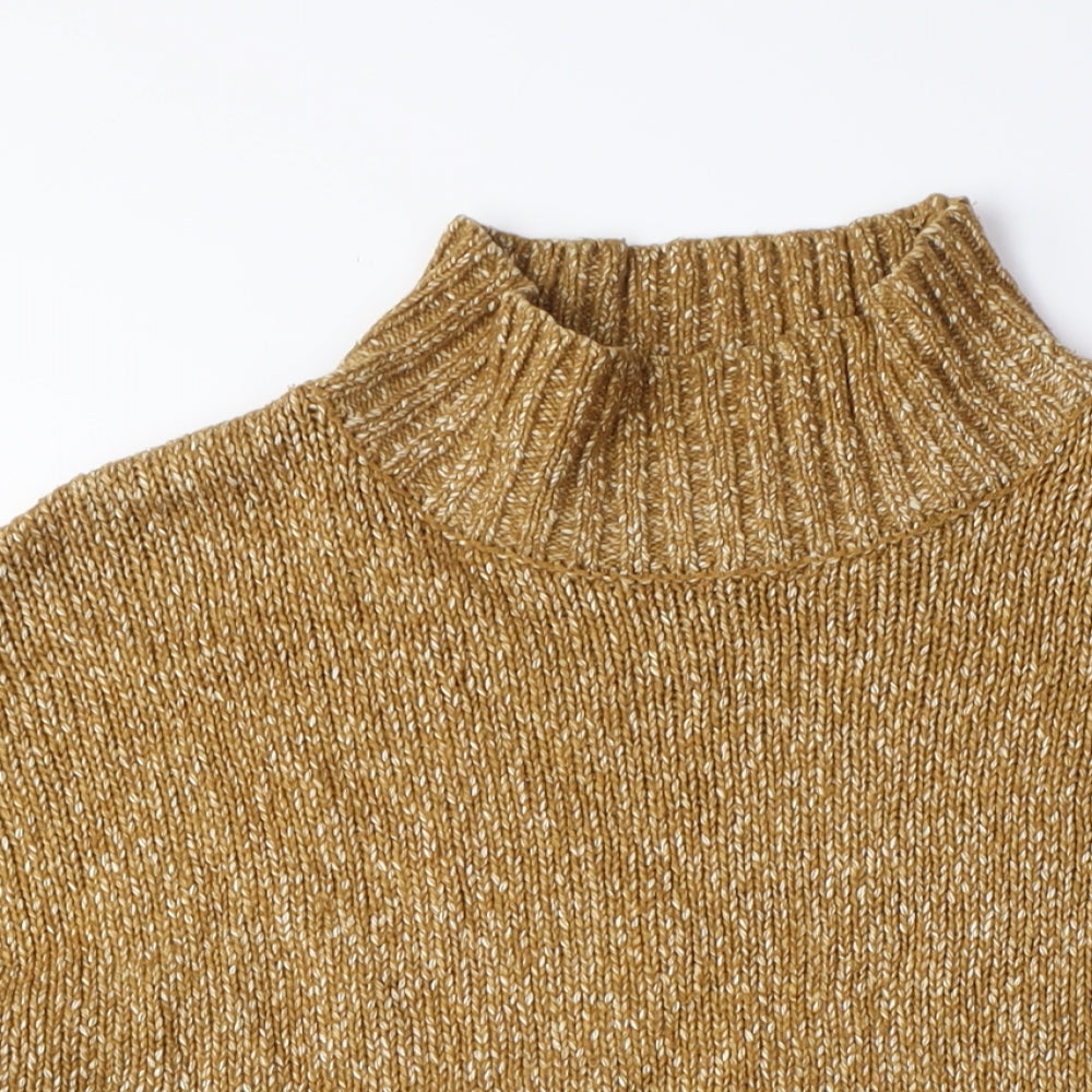 H&M Womens Beige Mock Neck Cotton Pullover Jumper Size S
