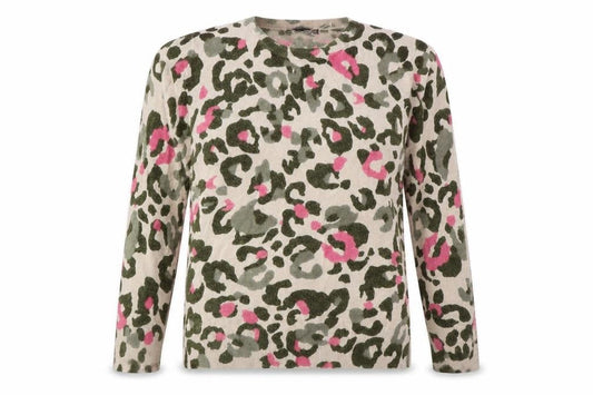 Marks & Spencer Womens Multicoloured Crew Neck Animal Print Acrylic Pullover Jumper Size 14