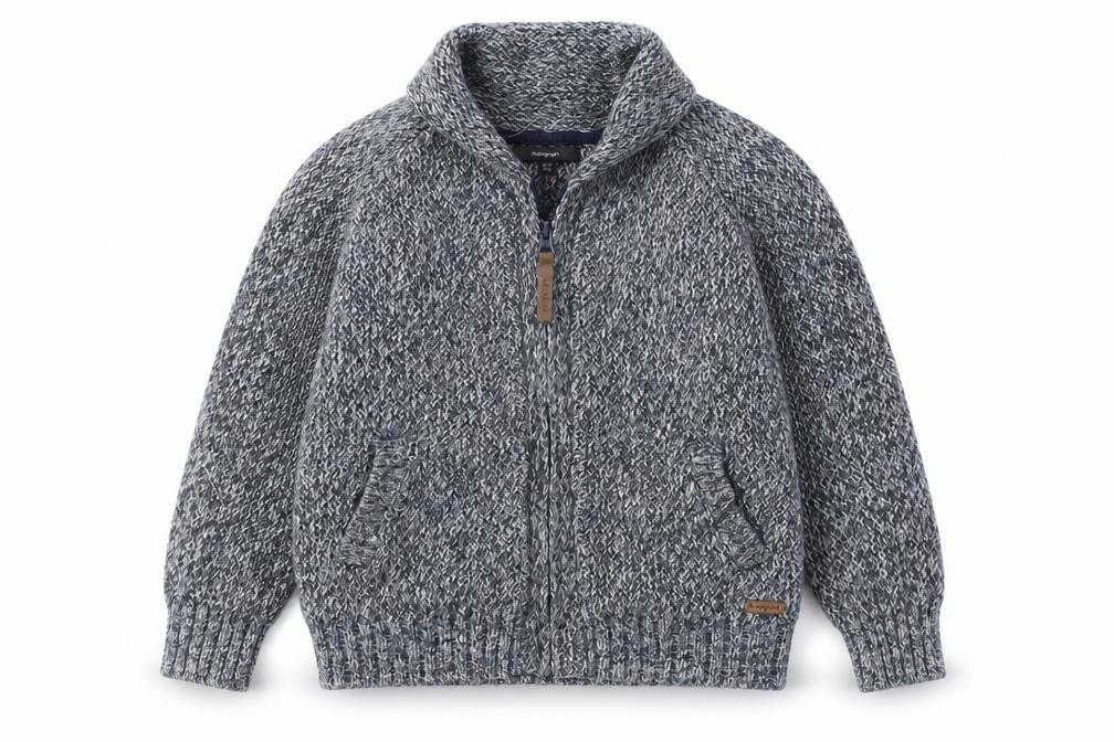 Autograph Boys Blue V-Neck Cotton Cardigan Jumper Size 6-7 Years Zip