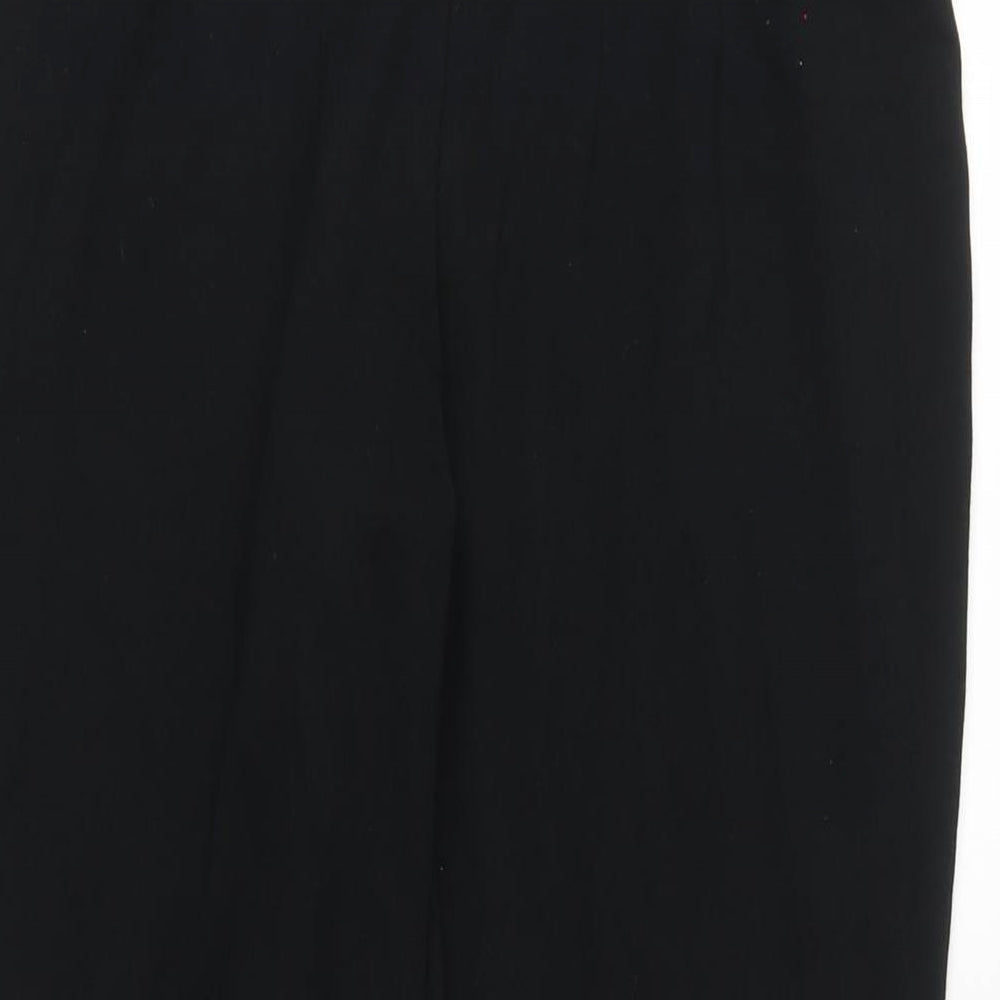 Marks and Spencer Womens Black Cotton Trousers Size 12 L25 in Regular - Stretch