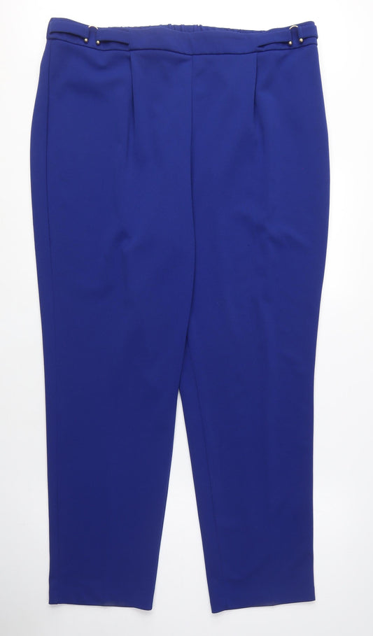 Edit Womens Blue Polyester Carrot Trousers Size 20 L29 in Regular - Elasticated Waist