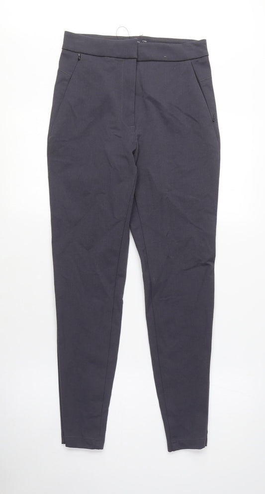 Marks and Spencer Womens Grey Polyamide Carrot Trousers Size 8 L27 in Regular Zip - Zip Leg