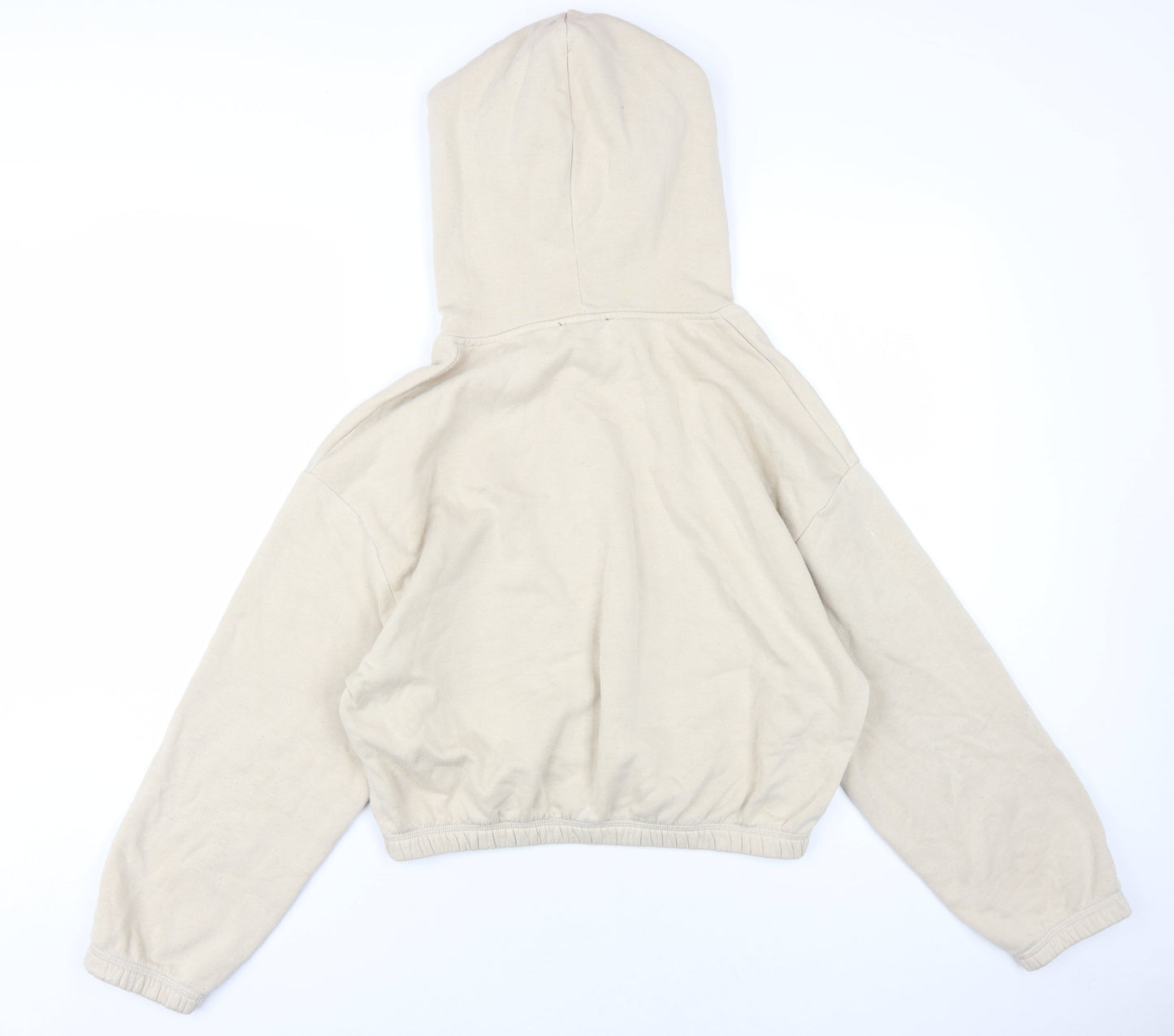 Zara Womens Beige Cotton Pullover Hoodie Size L Pullover